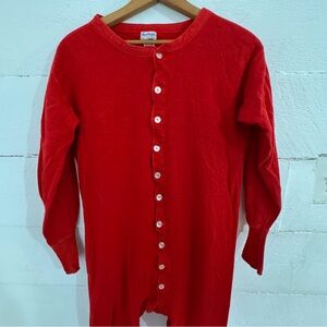 Vintage 1960s Duofold 2-Layer Thermal Drop-Bottom 419 Union Suit, XL 46-48